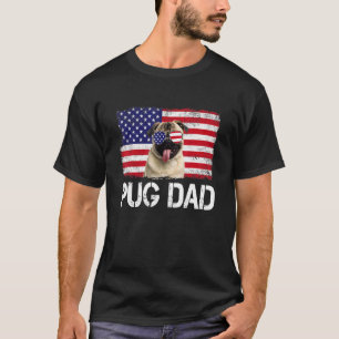 Camiseta Homens Pug Pai Bandeira dos EUA 4 de Julho Patriót