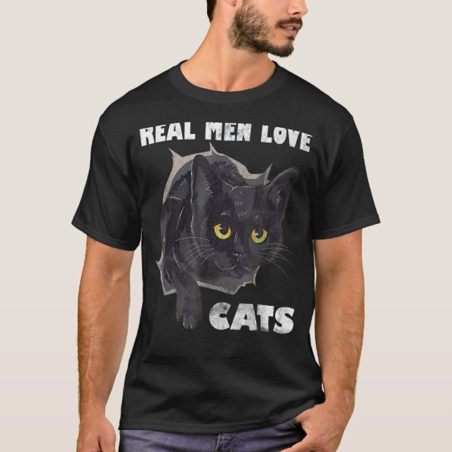 Camiseta Homens Reais Adoram Gatos (Frente)