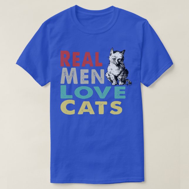 Camiseta Homens Reais Adoram Gatos (Frente do Design)