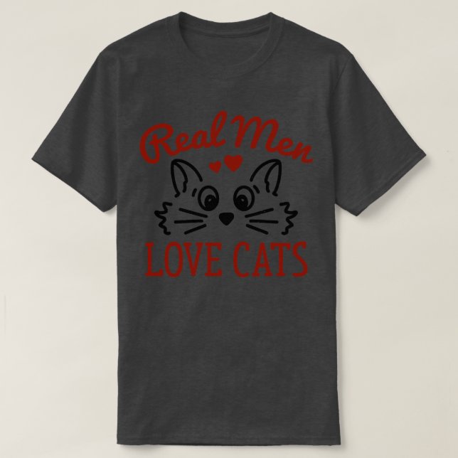 Camiseta Homens Reais Adoram Gatos (Frente do Design)