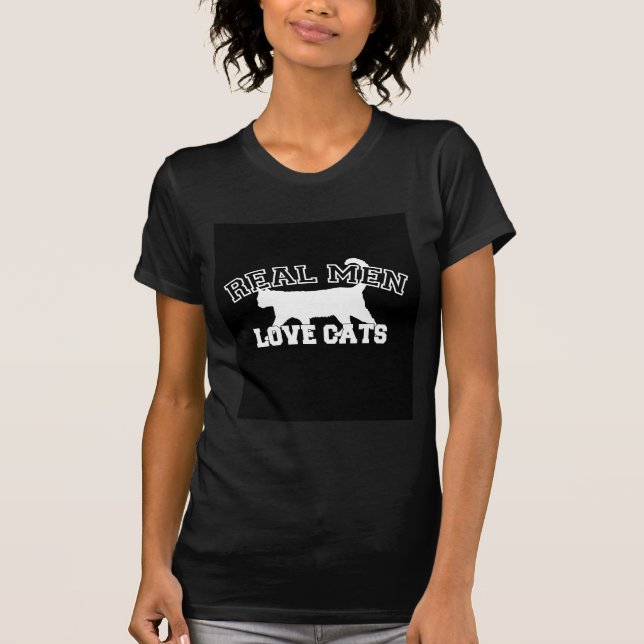 Camiseta Homens Reais Adoram Gatos Silhout (Frente)