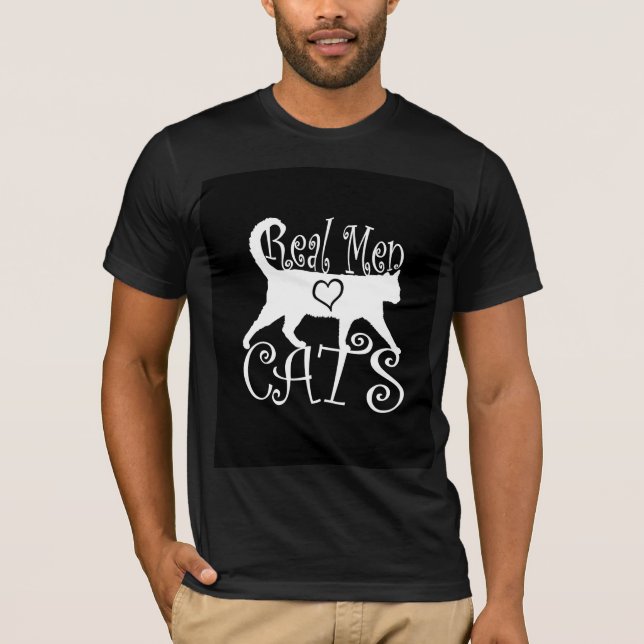 Camiseta Homens Reais Adoram Logótipo de Gatos (Frente)