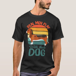 Camiseta Homens Reais Brincam Com Seu Cachorro-Cachorro