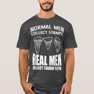 Camiseta Homens Reais Colecionam Dentes De TubarãoColeta De