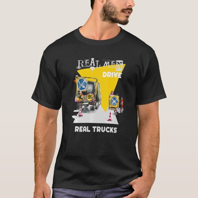 Camiseta Homens Reais Conduzem Caminhões Reais Operadores D (Frente)