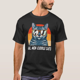 Camiseta Homens Reais Encostam Gatos Adolescentes Pai Vinta