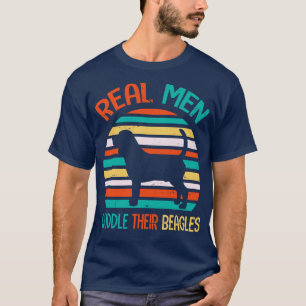 Camiseta Homens Reais Enrolam Suas Beagles Feliz Pai 4 de j