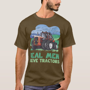 Camiseta Homens reais fazendeiros acionam tratores e acessó