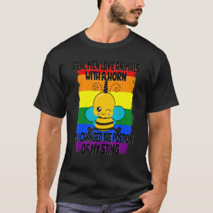 Camiseta Homens Reais Orgulham LGBTQ Abelhas Engraçadas Gay