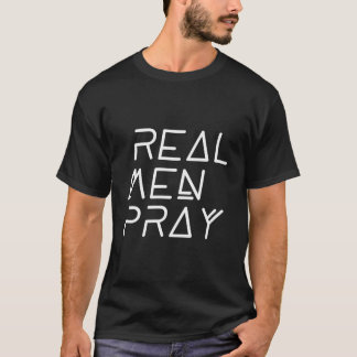 Camiseta Homens Reais Rezam - Religião Cristã Fé Esperança