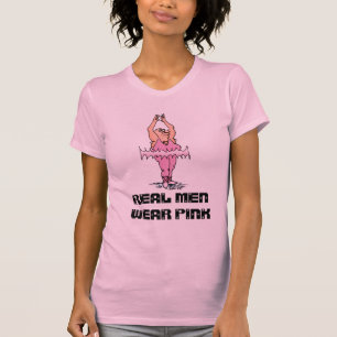 Camiseta Homens Reais Vestem Balé de Cara de Gordura Rosa E