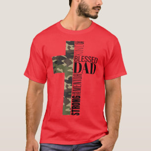 Camiseta Homens Religiosos Cristãos Dias de os pais Camo Cr