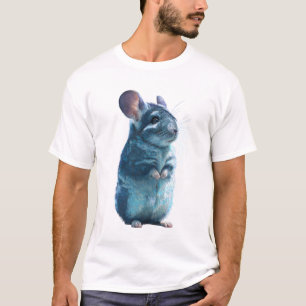 Camiseta Homens retrato majestoso de chinchila com pelo azu