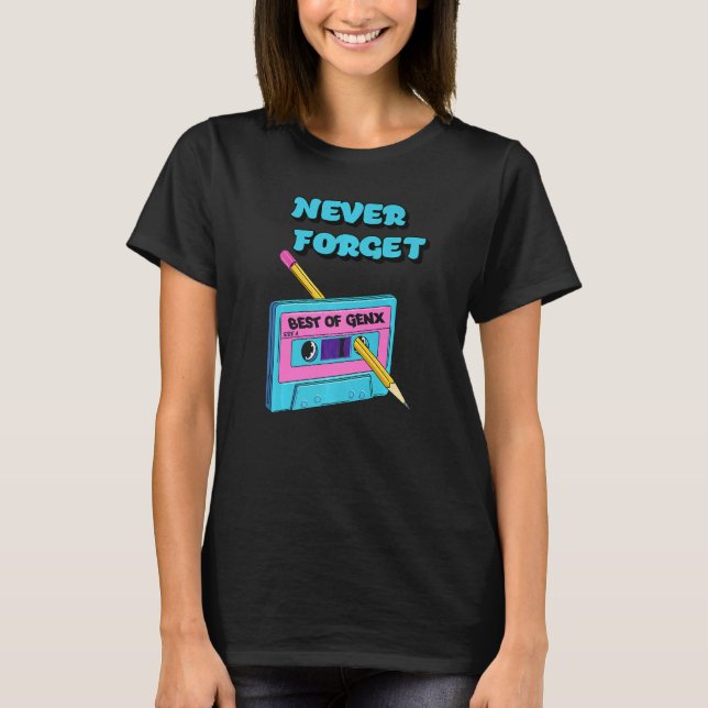 Camiseta Homens Retro 1980 Cassette Tape Gen X Nunca F (Frente)