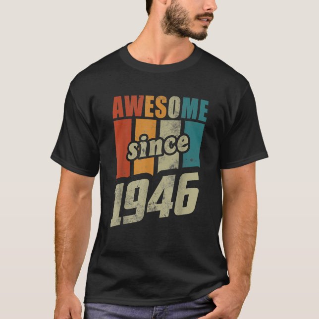 Camiseta Homens Retro Presentes Mulheres 80 1946 Feito em 1 (Frente)