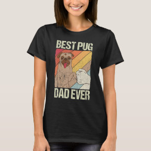Camiseta Homens Retro Vintage Melhor Pai Pug de Sempre Dia