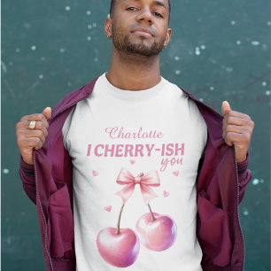 Camiseta Homens Românticos "Eu quero-te de cereja" com nome