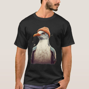 Camiseta Homens Roupa Engraçados Animais Design Seagull Com