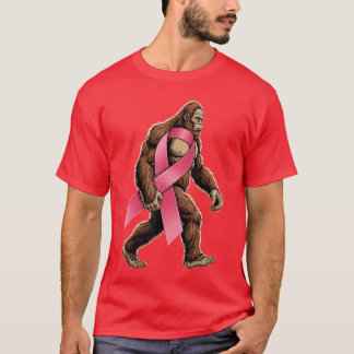 Camiseta Homens Sasquatch de Apoio à Fita Rosa do Cancro da