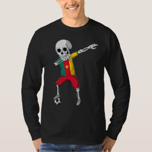 Camiseta Homens Skeleton Dabbing Futebol Camarões Fãs Futeb