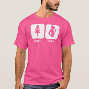 Camiseta Homens Sua Esposa Minha Esposa Levantamento de Pes