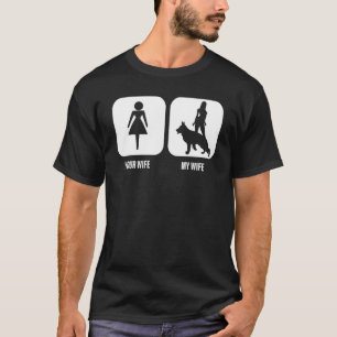 Camiseta Homens Sua Esposa Minha Esposa Pastor Alemão Cacho