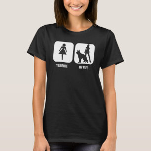 Camiseta Homens Sua Esposa Minha Esposa Pastor Alemão Cacho