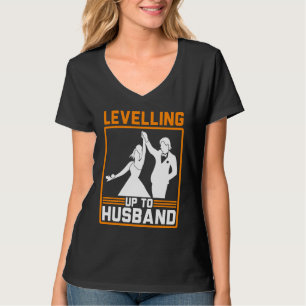 Camiseta Homens Subindo de Nível para Maridos Noivos Casame