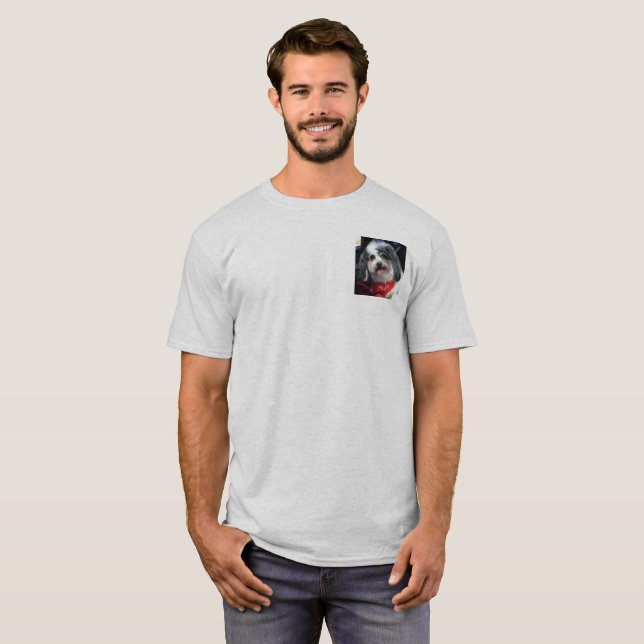 Camiseta Homens t-shirt básico, sorriso de K-ECO do cão (Frente Completa)