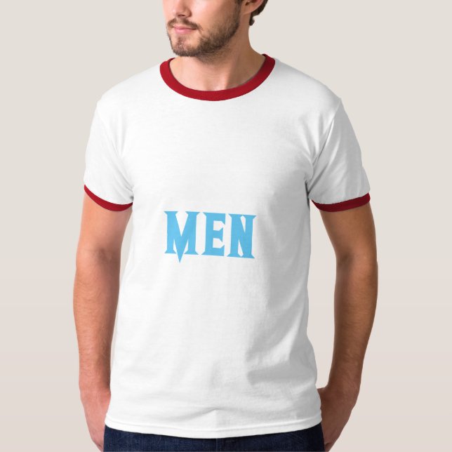 Camiseta Homens Texto Personalizado Céu Azul Cor Básica Mas (Frente)