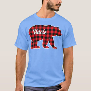 Camiseta Homens Tio Red Xadrez Urso Familiar Sobrinho Corre