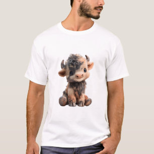 Camiseta Homens Touro Lamacento Bezerro Fofinho e Felpudo d