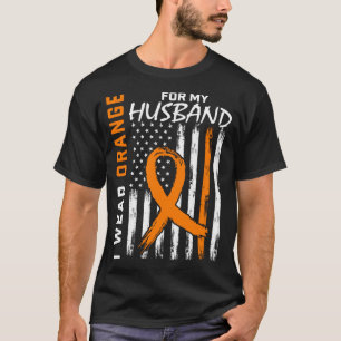 Camiseta Homens Usam Laranja Pelo Câncer de Leucemia do Mar