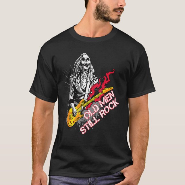 Camiseta Homens Velhos Ainda Pedem Esqueleto De Rochas (Frente)