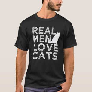 Camiseta Homens Verdadeiros Adoram Gatos Engraçados