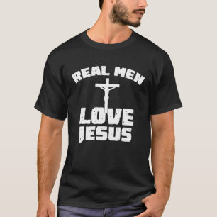 Camiseta Homens Verdadeiros Adoram Jesus - Fé Religiosa Cr