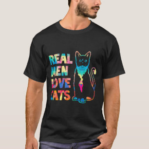 Camiseta Homens Verdadeiros Adoram Pintura De Gatos