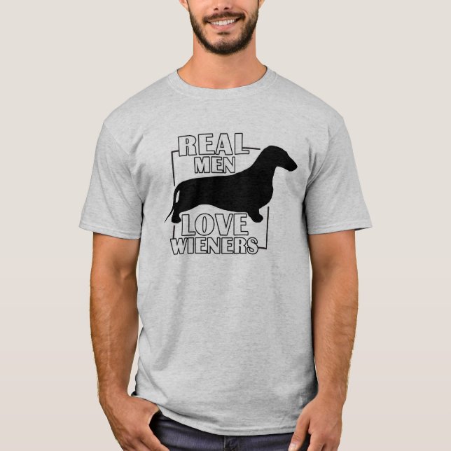 Camiseta Homens Verdadeiros AMAM Wieners (Frente)