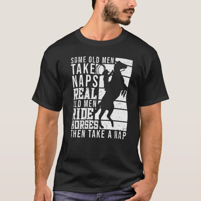 Camiseta Homens Verdadeiros Andam Cavalos Cavalos Ridicular (Frente)