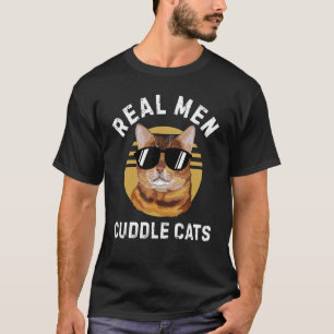 Camiseta Homens Verdadeiros Caçam Bengala Gato Pai Óculos V