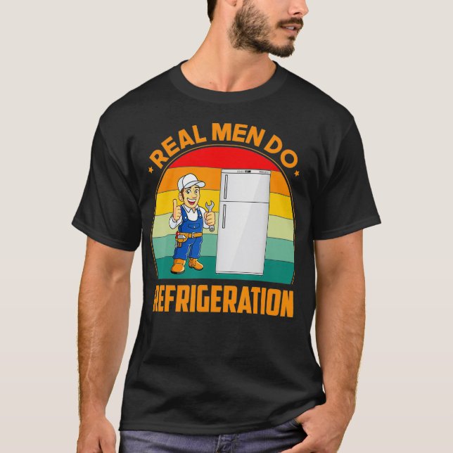 Camiseta Homens Verdadeiros Fazem Refrigeração O Técnico HV (Frente)