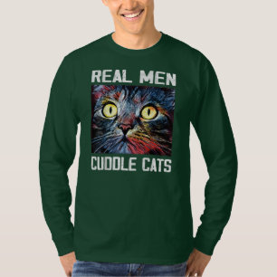 Camiseta Homens Verdadeiros Gatos Encharcados Engraçado Pa