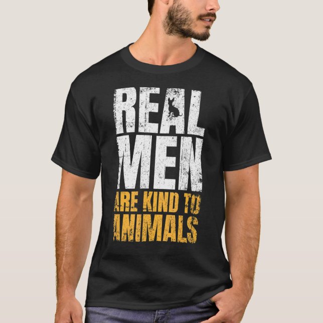 Camiseta Homens Verdadeiros São Bastantes Com Direitos Anim (Frente)