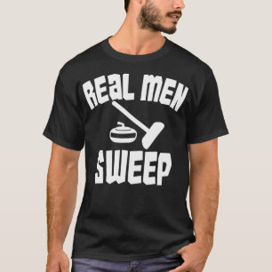 Camiseta Homens Verdadeiros Varrendo Ventilador de Curling