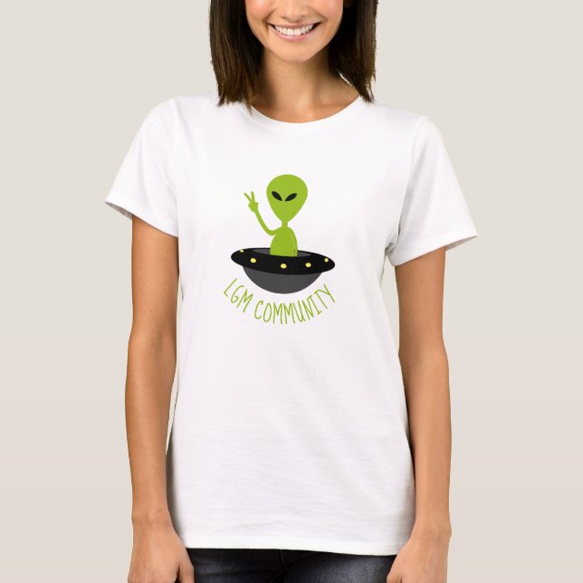Camiseta Homens Verdes Pequenos, Extraterrestres da comunid (Frente)