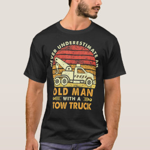 Camiseta Homens Vintage Retro Velho Com Caminhão de Reboque