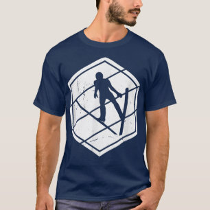 Camiseta Homens Voadores De Esqui Saltando Homens Neve Espo