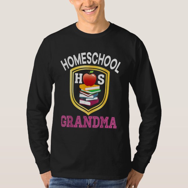 Camiseta Homeschool Grandma Back To School Mom Dad Kid Stud (Frente)