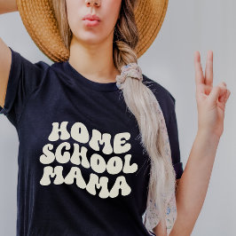Camiseta Homeschool Mama Retro Cores de Texto Personalizada