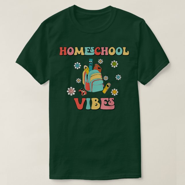 Camiseta Homeschool Vibes Retro Teacher Student Back To Sch (Frente do Design)